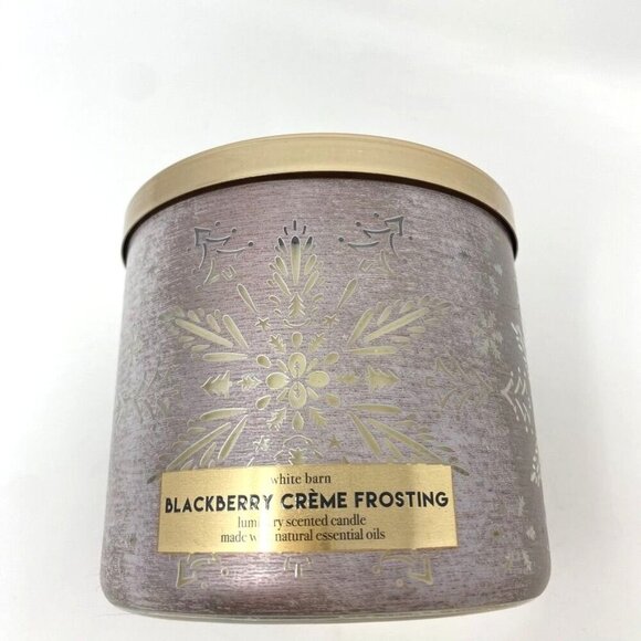 Bath & Body Works White Barn Luminary Blackberry Creme Frosting 3 Wick Candle - Picture 1 of 5